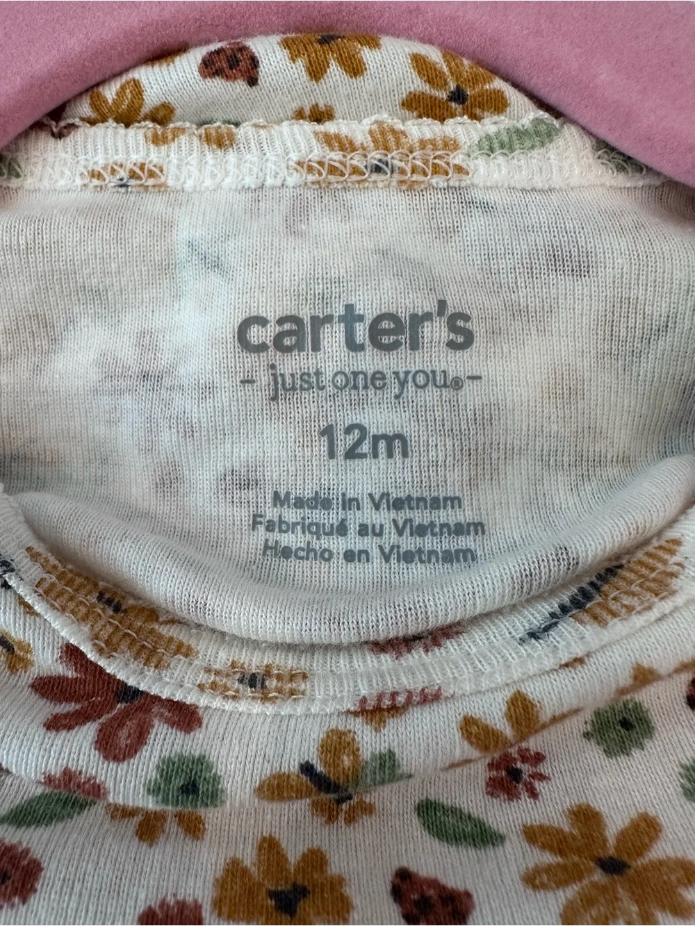 Carter’s Baby Girl Brown Corduroy Pinafore Dress with Floral Long Sleeve Onesie